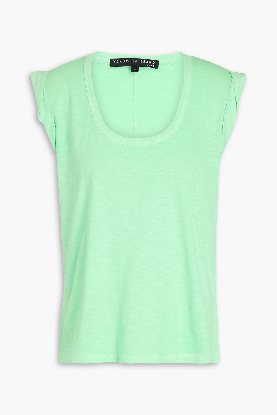 Veronica Beard Pleated Slub Pima Cotton-jersey Top In Light Green