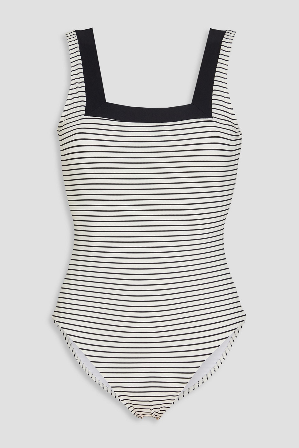 Casa Raki Marina Striped Piqué Swimsuit In White