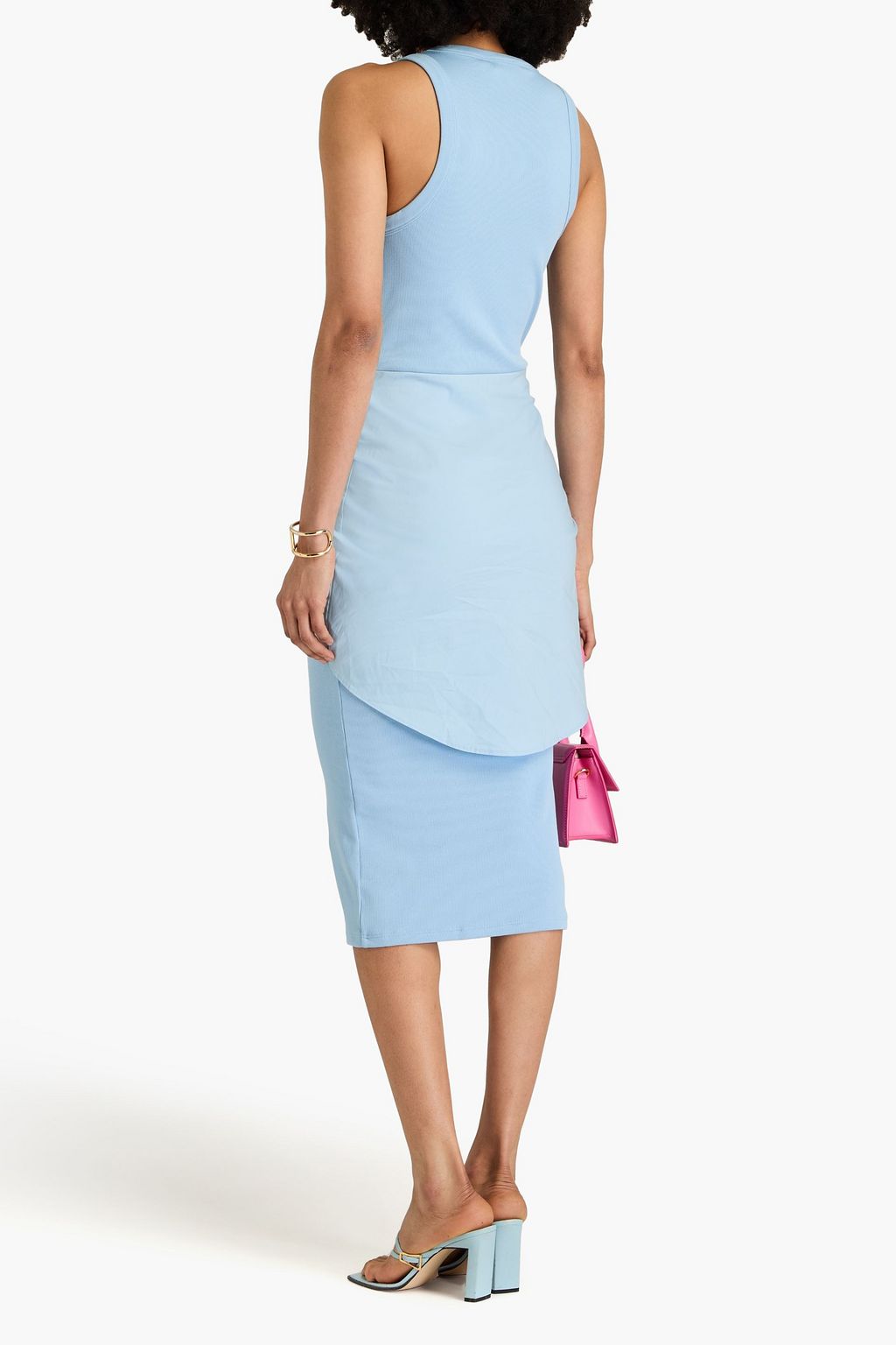 VERONICA BEARD Odeon layered ribbed stretch Pima cotton-jersey and poplin midi dress