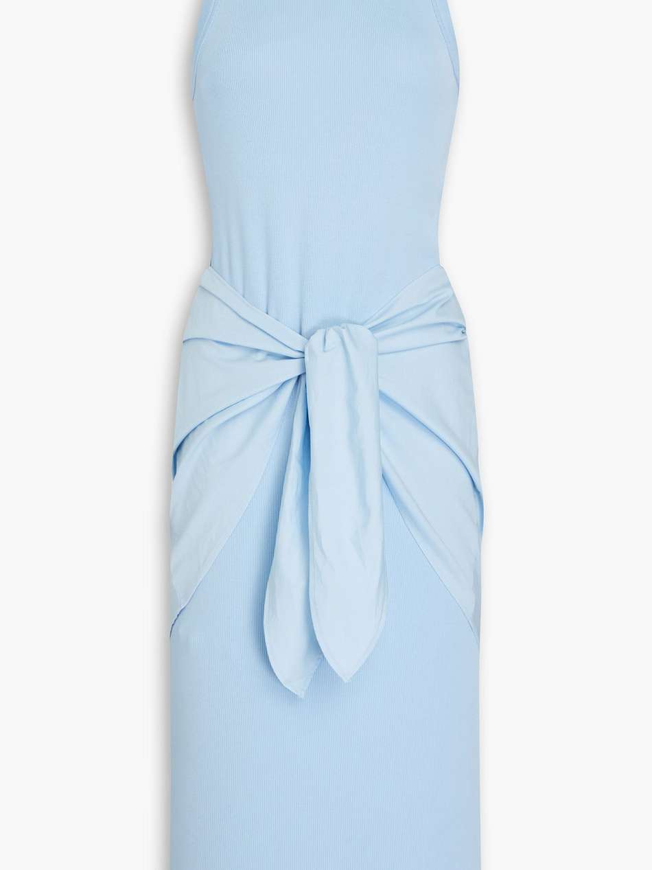 odeon layered ribbed stretch pima cotton-jersey and poplin midi dress