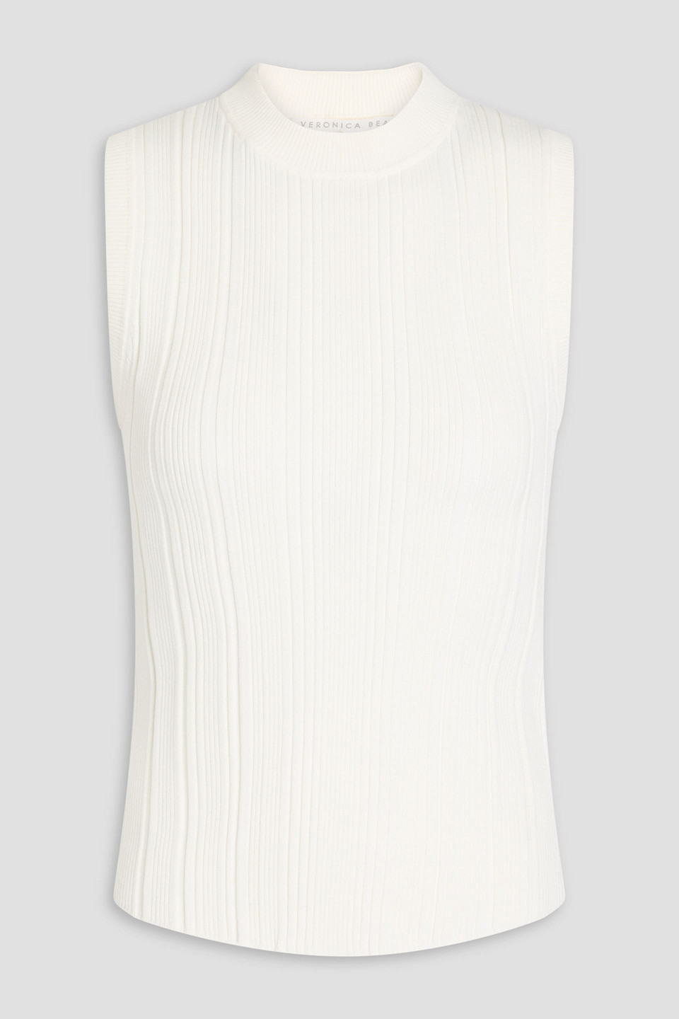 Veronica Beard Amarone Ribbed-knit Top In Ivory