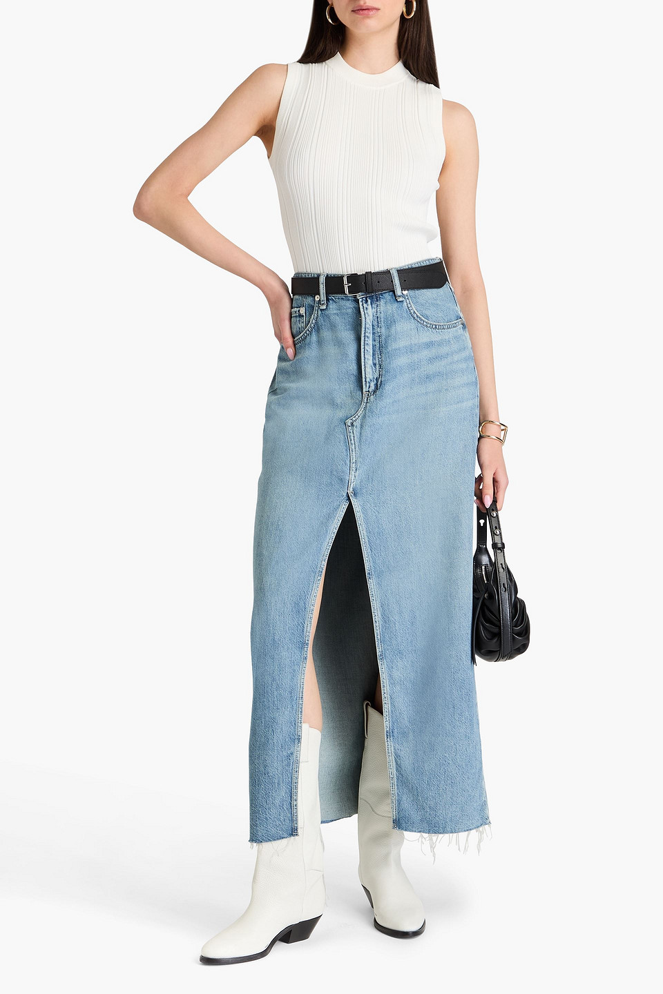 Veronica Beard Amarone Ribbed-knit Top In Ivory