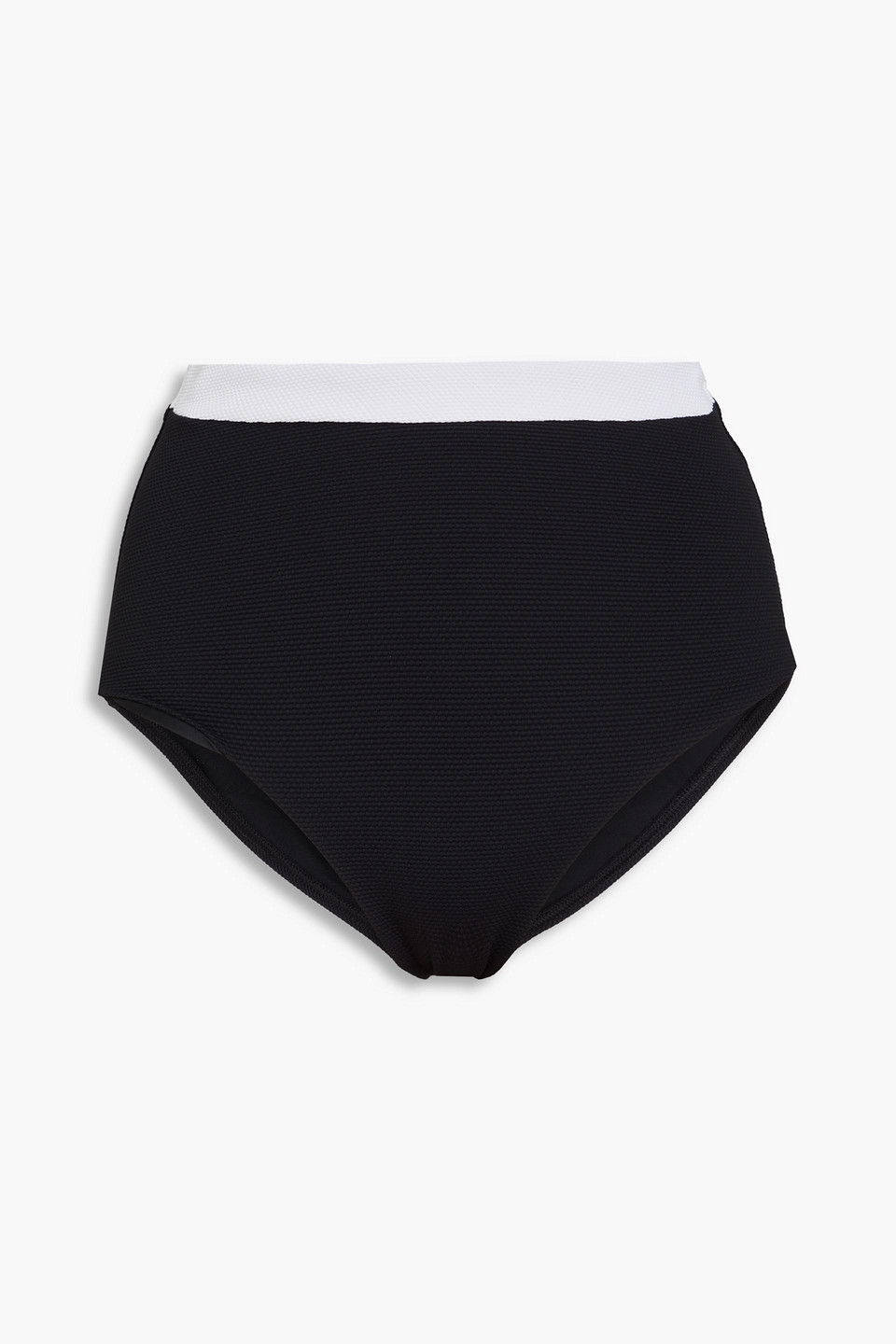 Casa Raki Marina Two-tone Piqué High-rise Bikini Briefs In Black