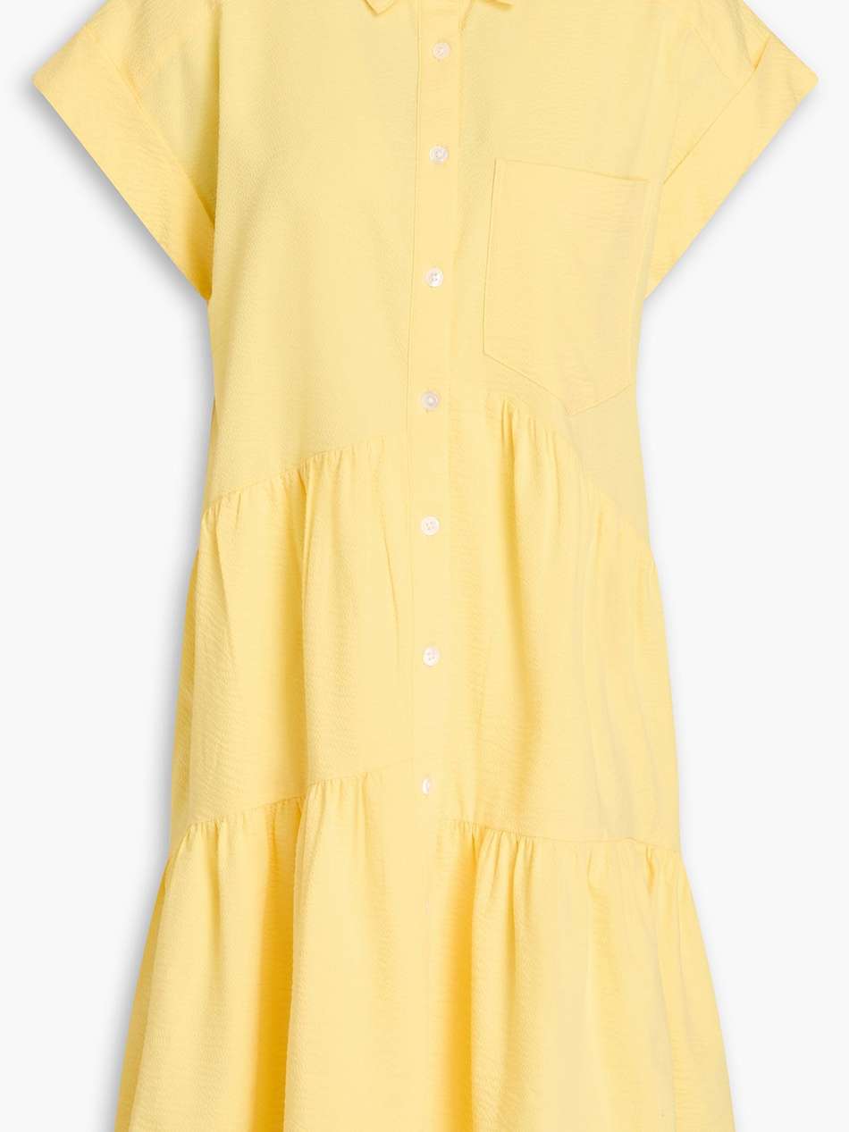 harrow tiered cotton-blend seersucker mini shirt dress