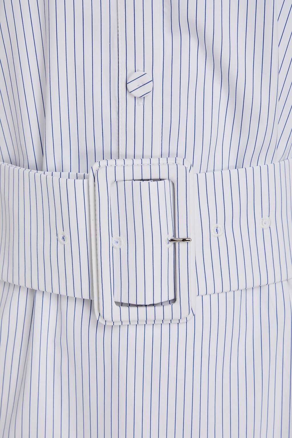 ANOTHER TOMORROW Belted striped cotton-poplin midi shirt dress