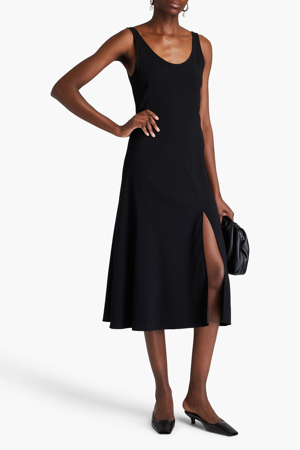 ANOTHER TOMORROW CREPE MIDI DRESS