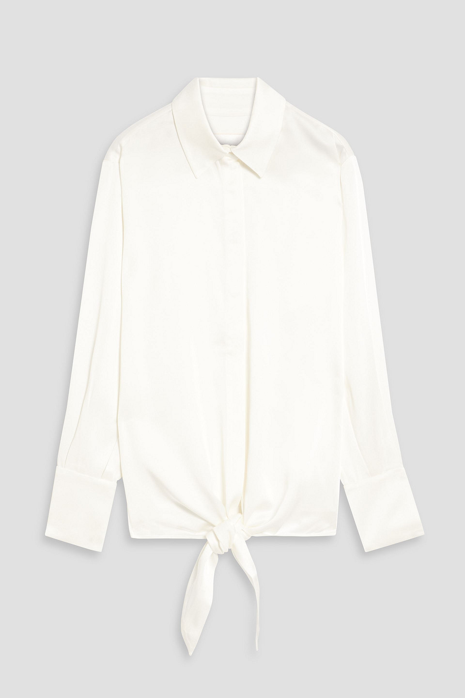 Galvan Lido Tie-front Satin-crepe Shirt In White