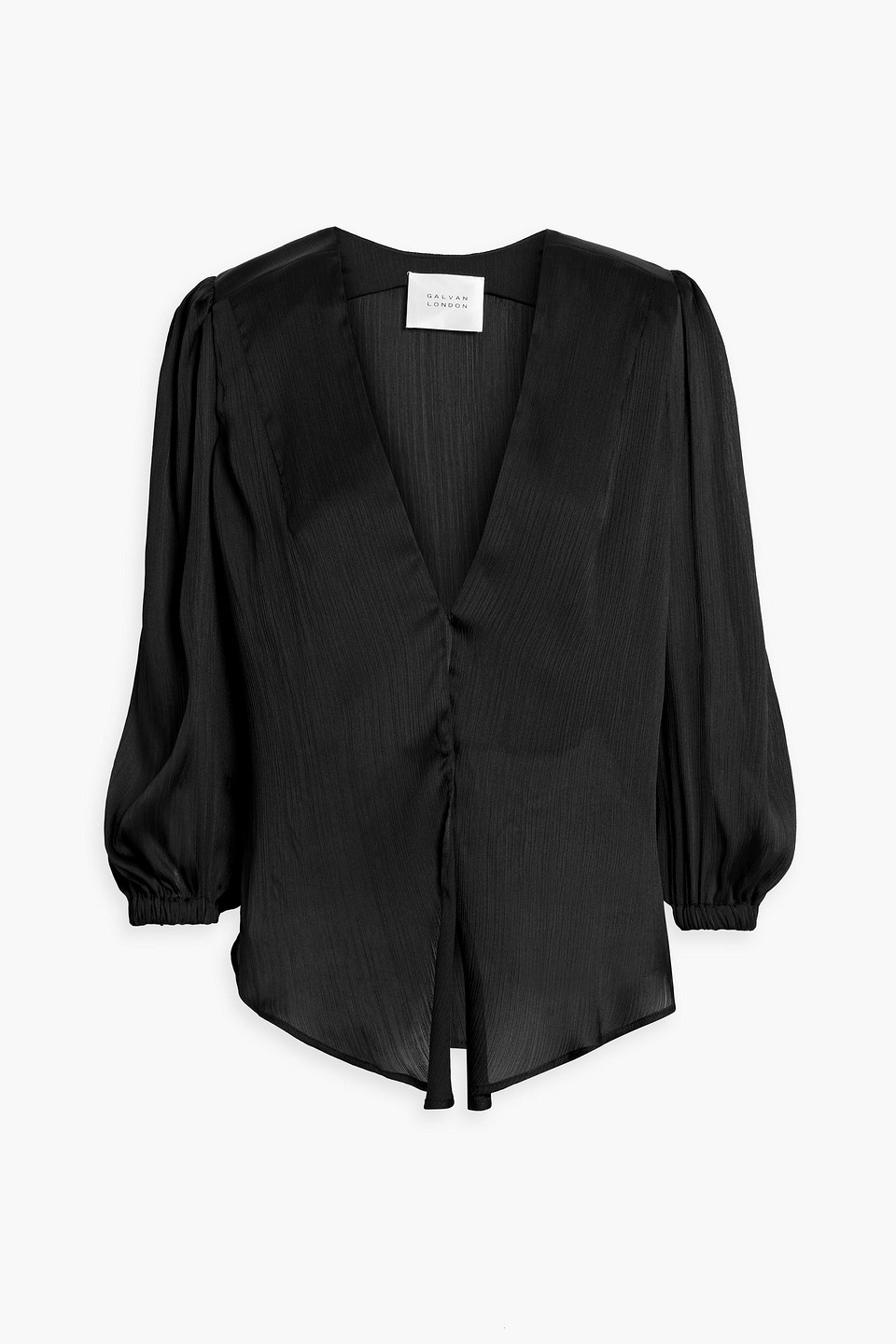 Galvan Felicity Tie-front Crepon Top In Black