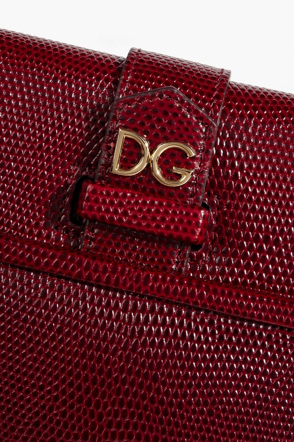 Dolce & Gabbana Ingrid Small Lizard-effect Leather Tote In Claret