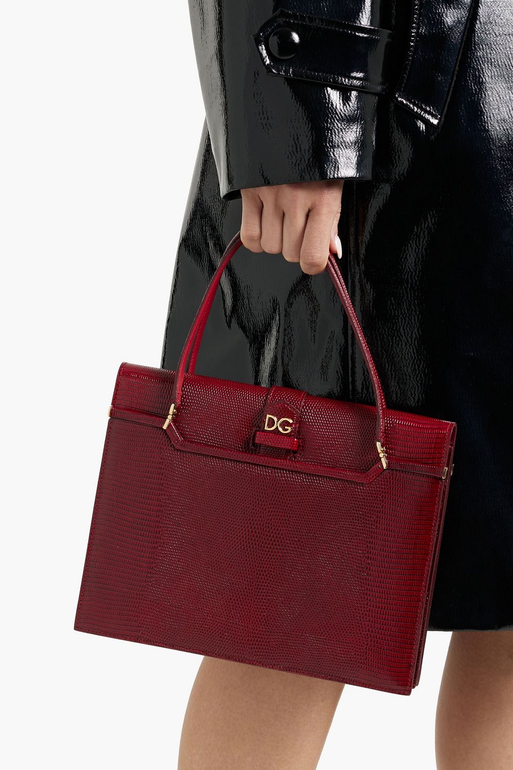 DOLCE&GABBANA Ingrid small lizard-effect leather tote