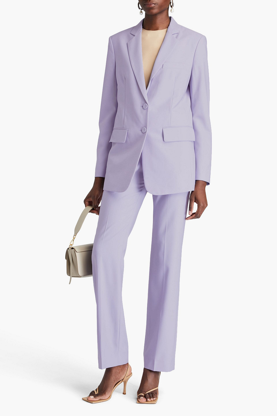Another Tomorrow Wool-crepe Blazer In Lilac