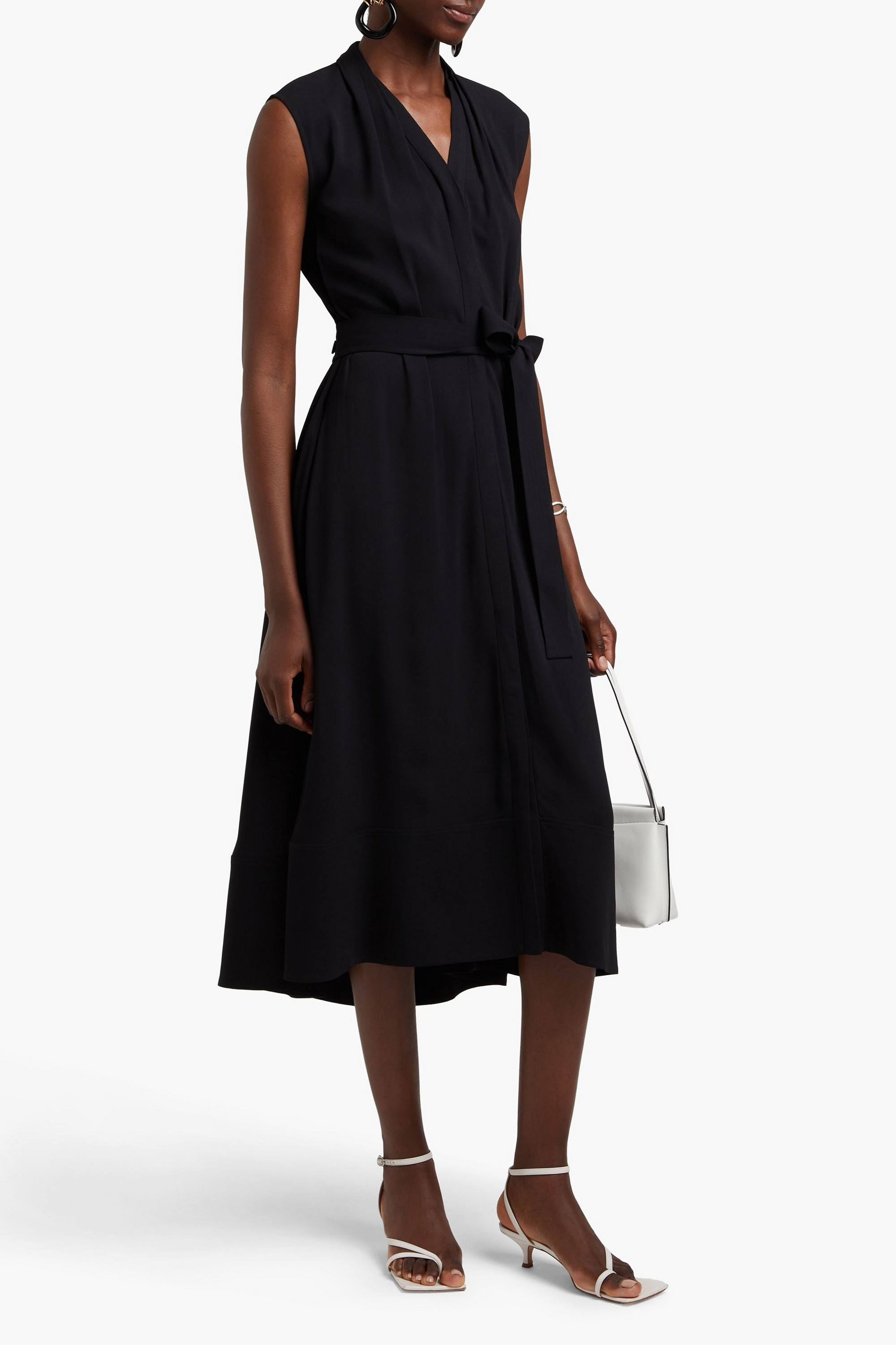 Another Tomorrow Belted crepe midi dress