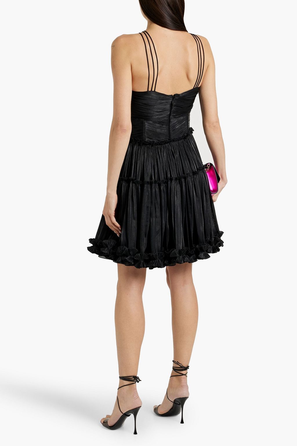 COSTARELLOS Cutout satin-jacquard mini dress