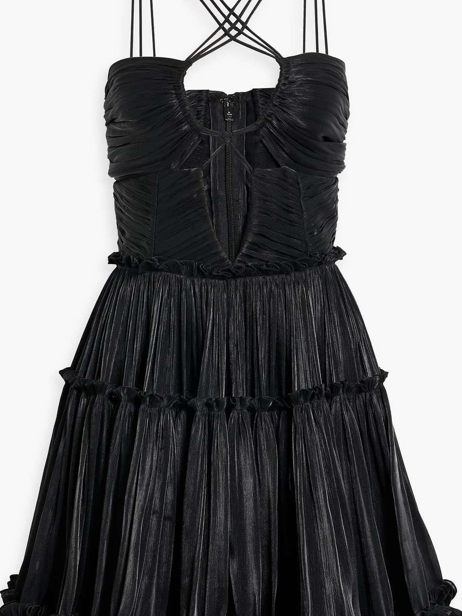 cutout satin-jacquard mini dress