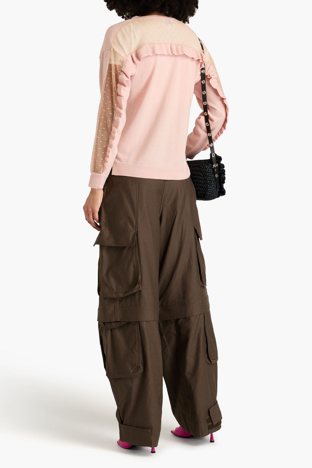 REDVALENTINO كنزة رياضية من الصوف بحواف من بوان ديسبري ومزينة بكشاكش