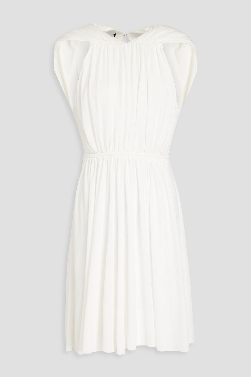 Another Tomorrow Gathered Cutout Jersey Mini Dress In Off-white