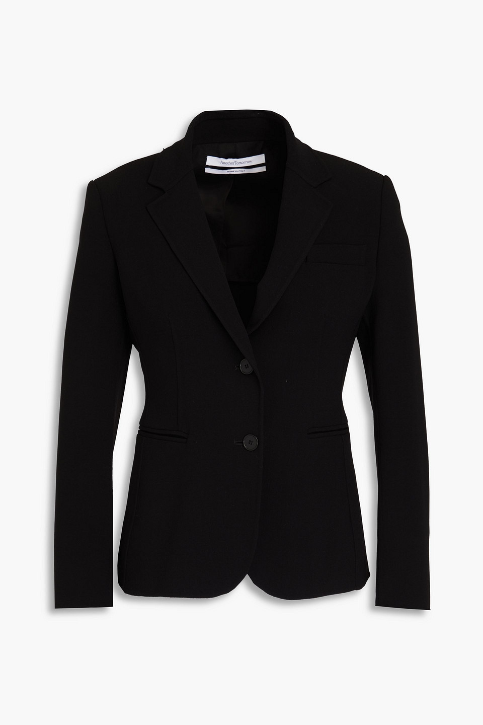 Another Tomorrow Doppio Wool Cropped Blazer Jacket In Black