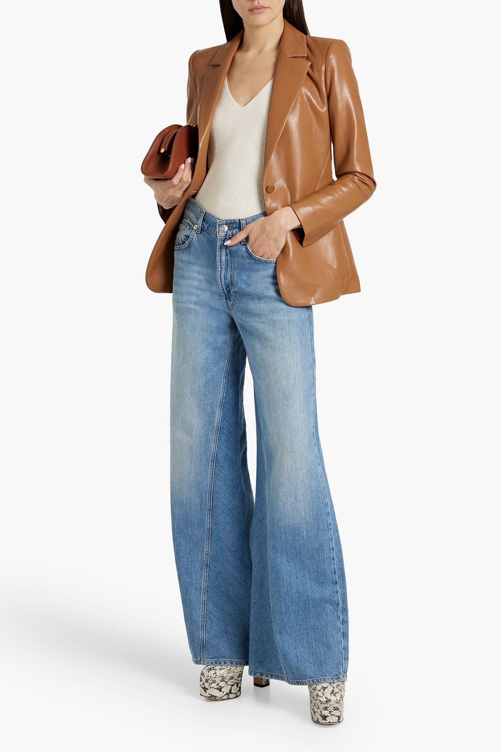 ALICE + OLIVIA Macey faux leather blazer