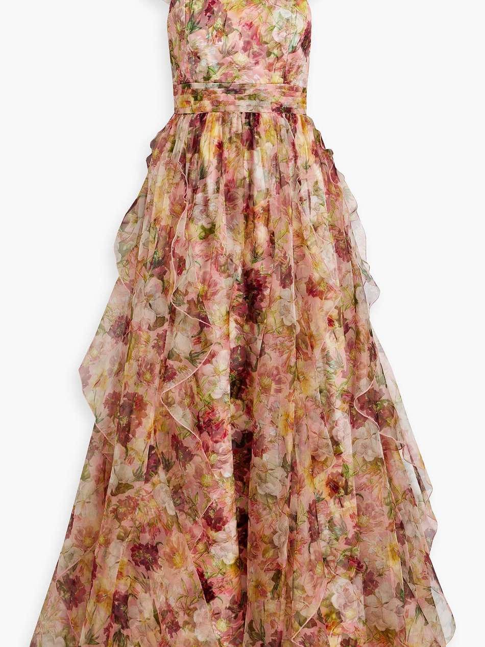 jasmina ruffled floral-print silk-organza gown