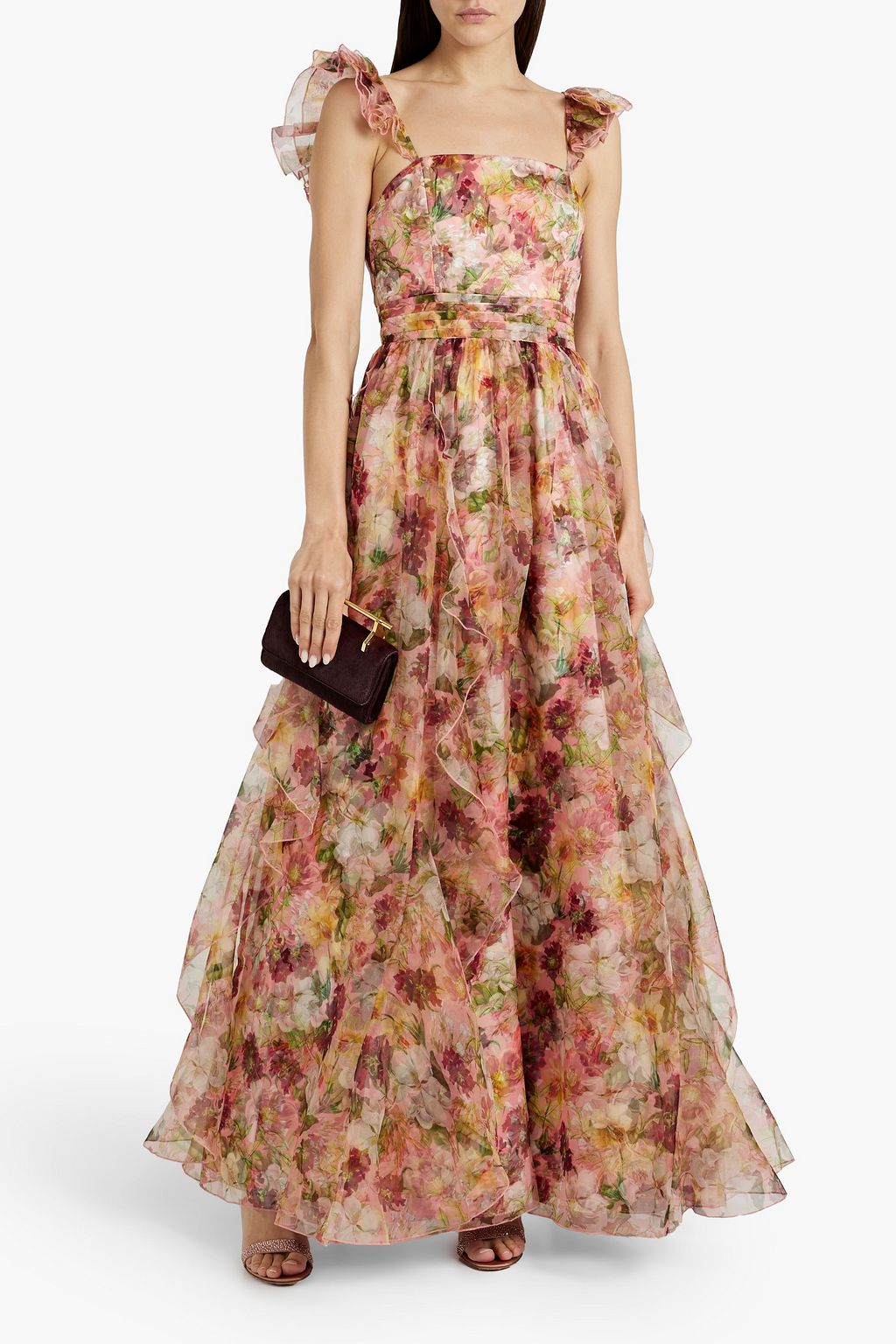 ALICE + OLIVIA Jasmina ruffled floral-print silk-organza gown