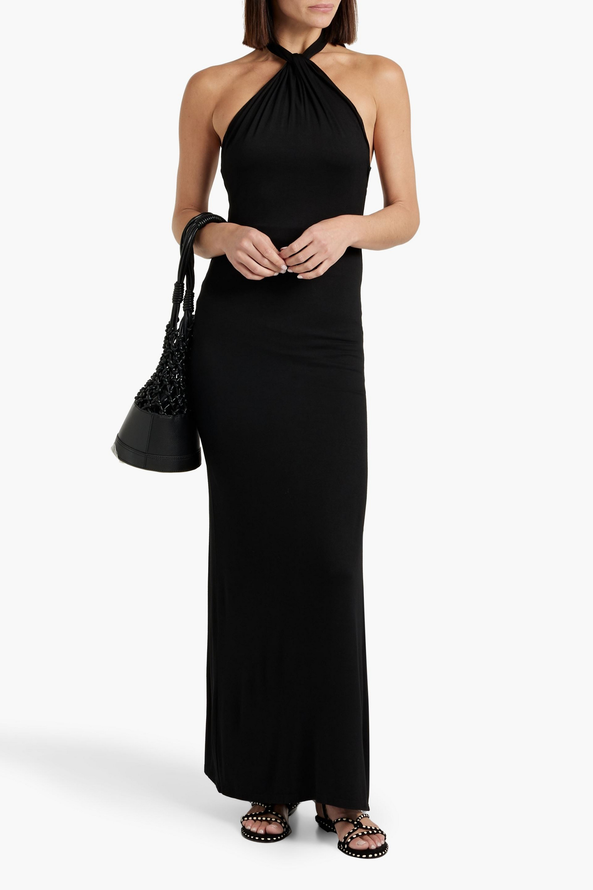 alice + olivia Amaya twisted jersey halterneck maxi dress
