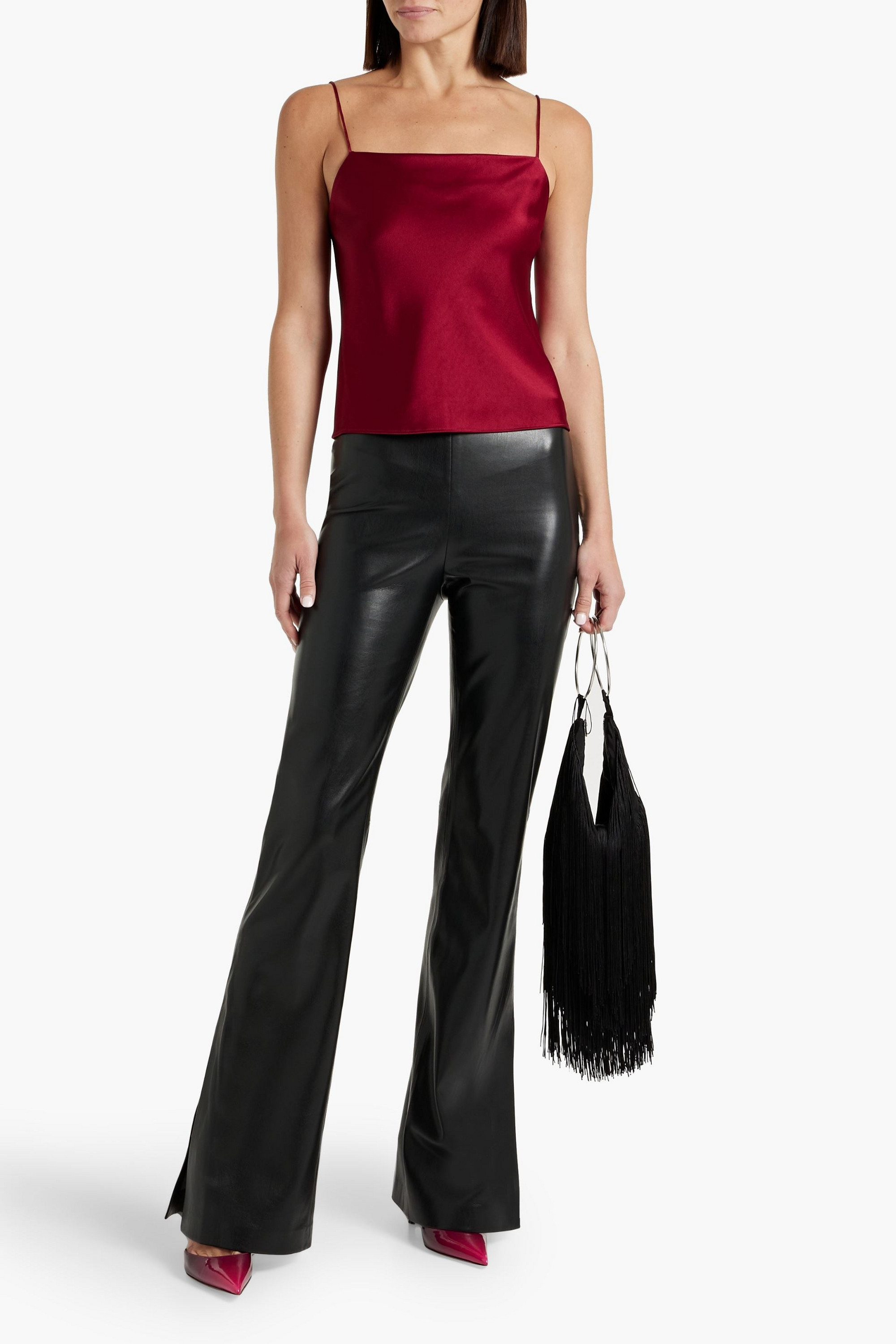 alice + olivia Tina faux leather flared pants