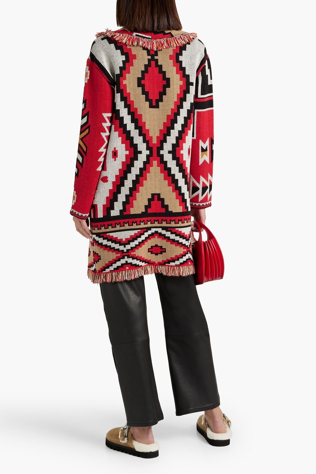 ALICE + OLIVIA Astrid fringed jacquard-knit cardigan