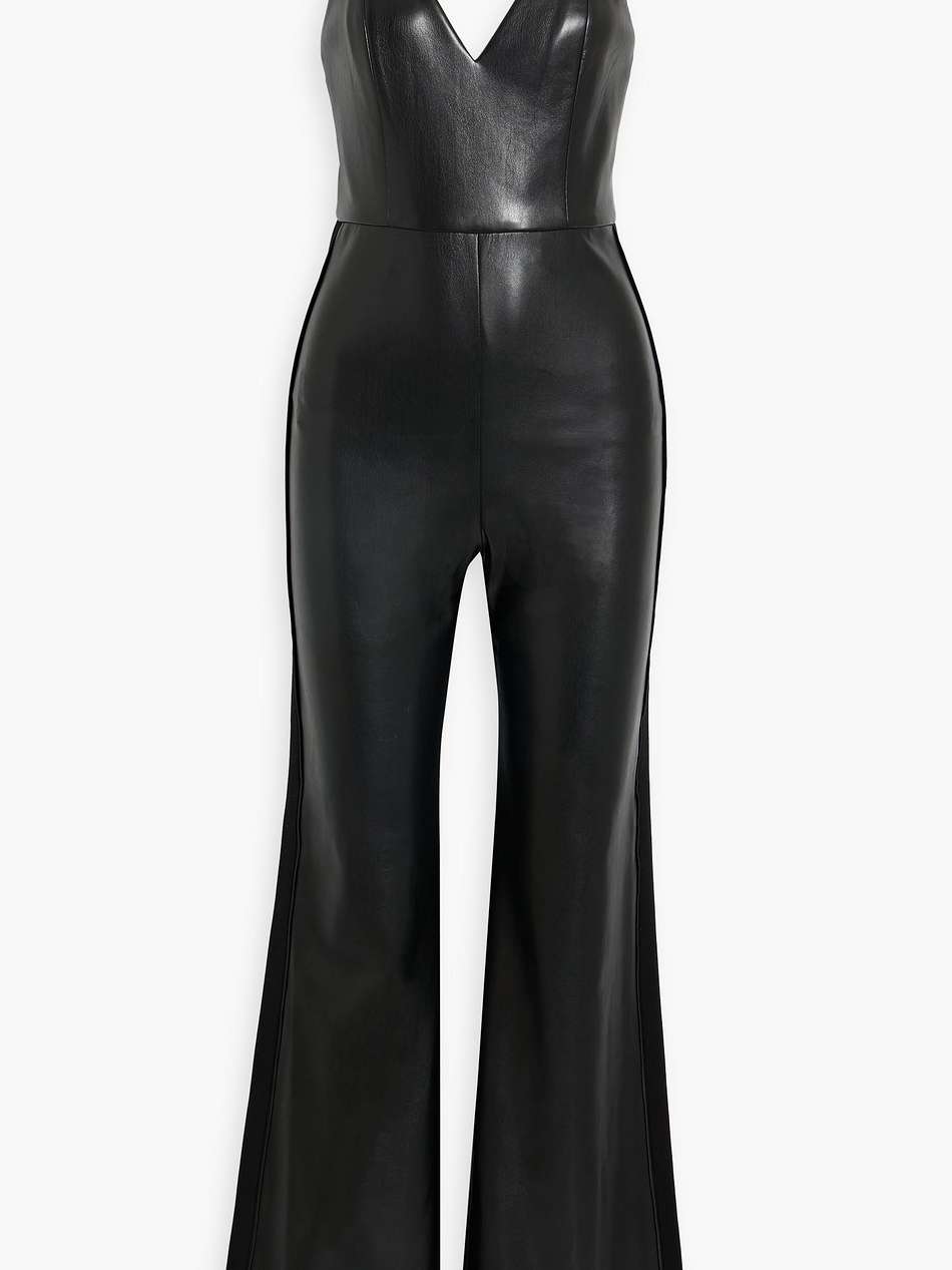 christena shirred faux leather jumpsuit