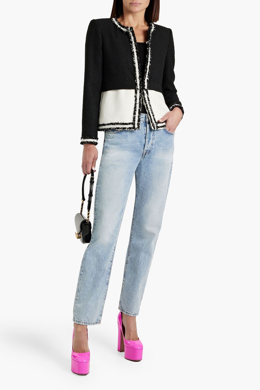 ALICE + OLIVIA Kidman wandelbare Jacke aus Tweed