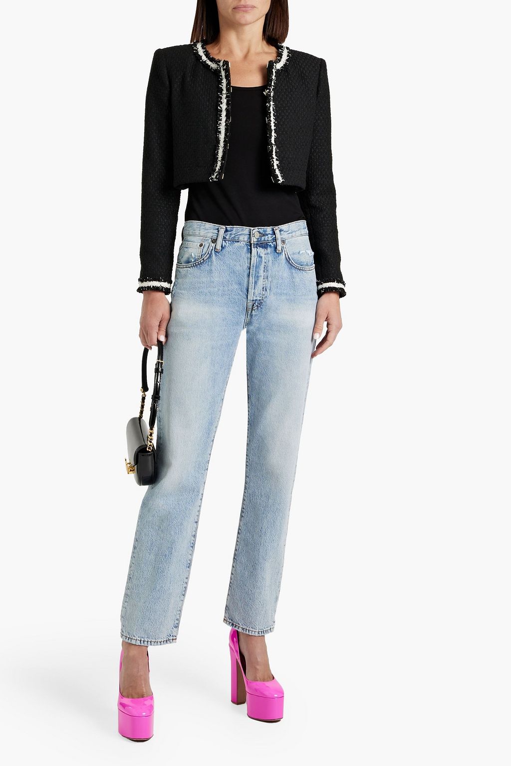 ALICE + OLIVIA Kidman wandelbare Jacke aus Tweed