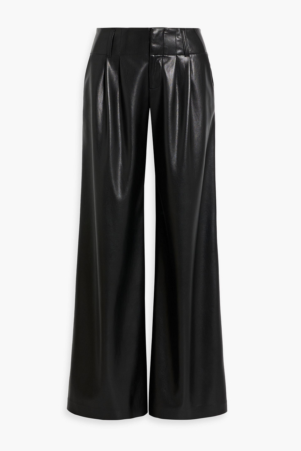 Alice And Olivia Anders Faux Leather Wide-leg Pants In Black