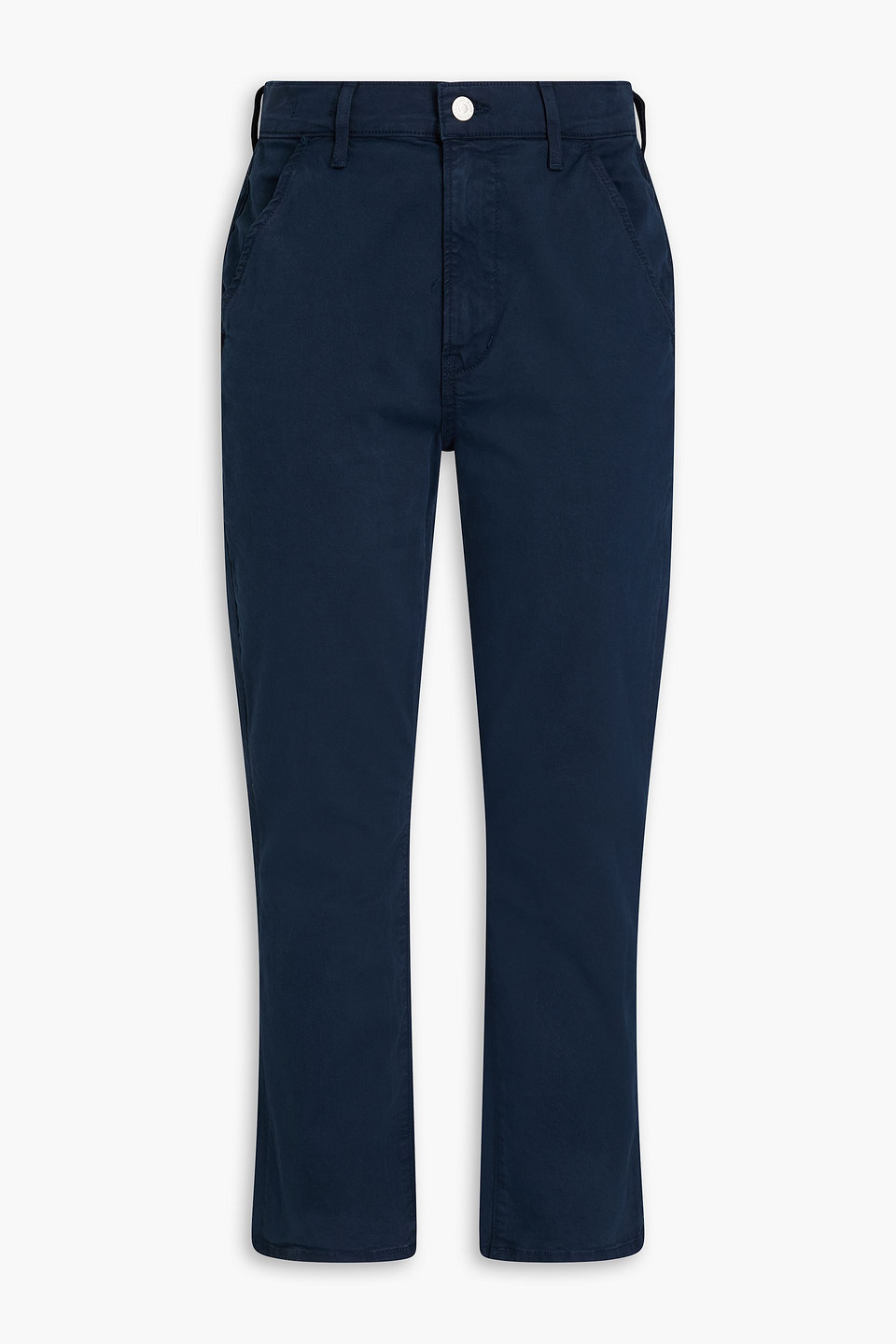 Veronica Beard Carly Cropped Cotton-blend Twill Bootcut Trousers In Navy