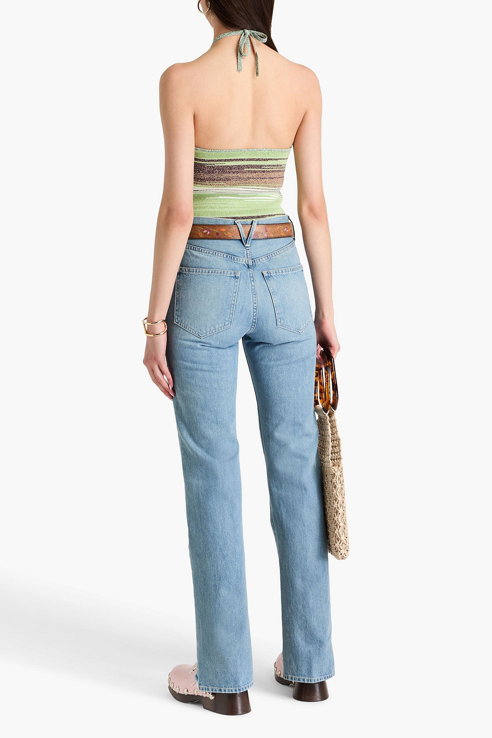 VERONICA BEARD DYLAN FRAYED HIGH-RISE STRAIGHT-LEG JEANS 