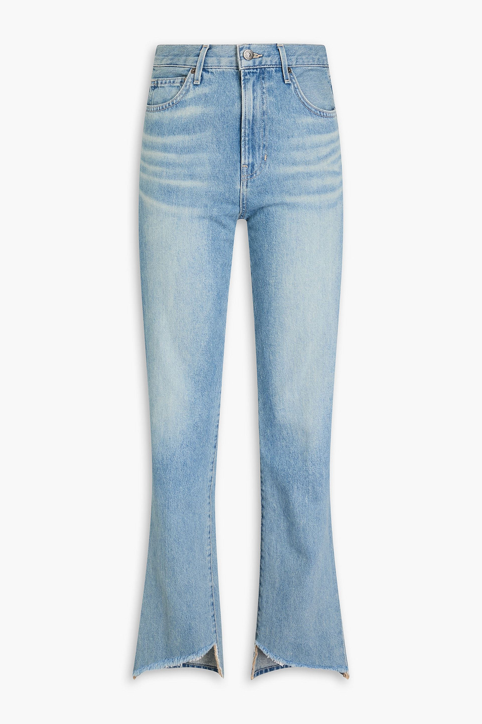 Veronica Beard Dylan Frayed High-rise Straight-leg Jeans In Light Denim
