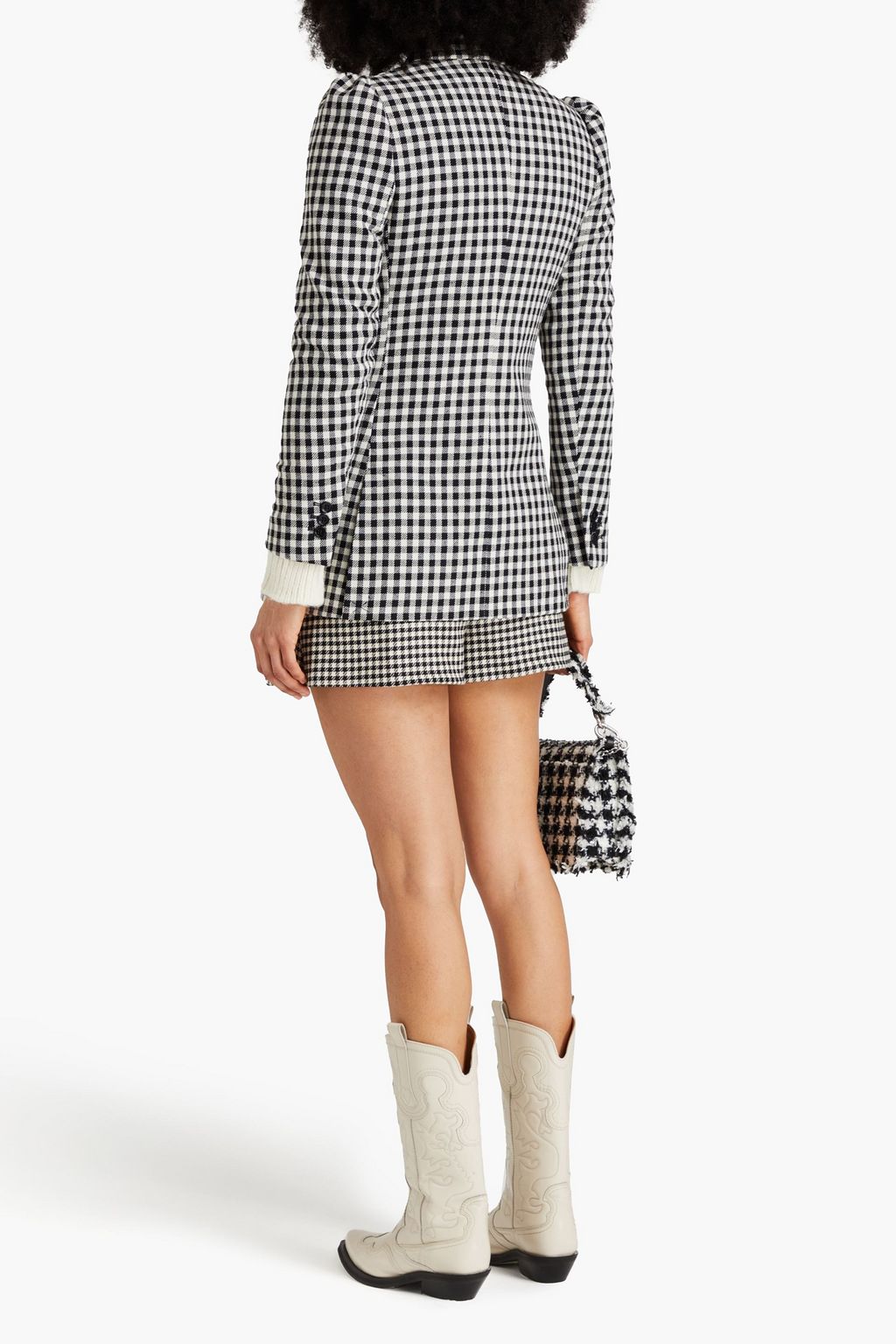 REDVALENTINO بليزر من التويد بطبعة مربعات وصفين من الأزرار