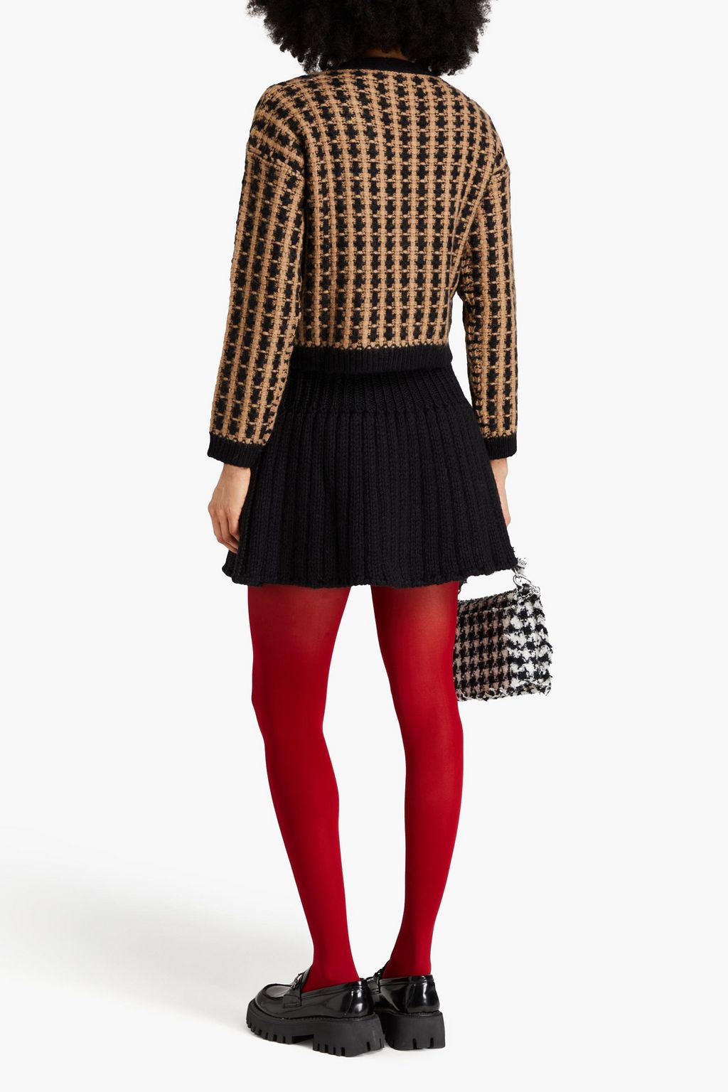 REDVALENTINO تنورة قصيرة من مزيج الموهير والصوف بتصميم مضلّع