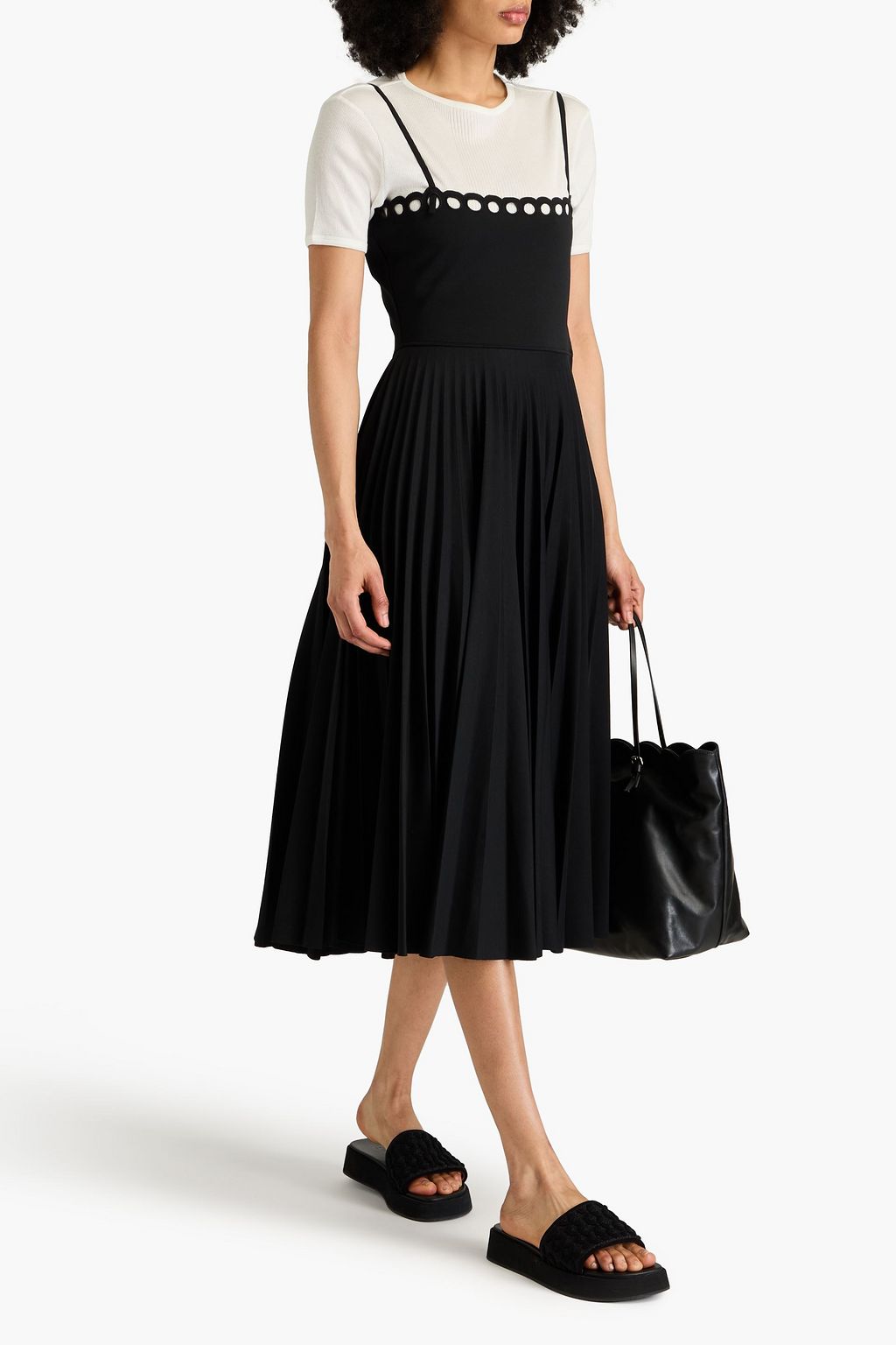 REDVALENTINO 저지 플리츠 미디 드레스