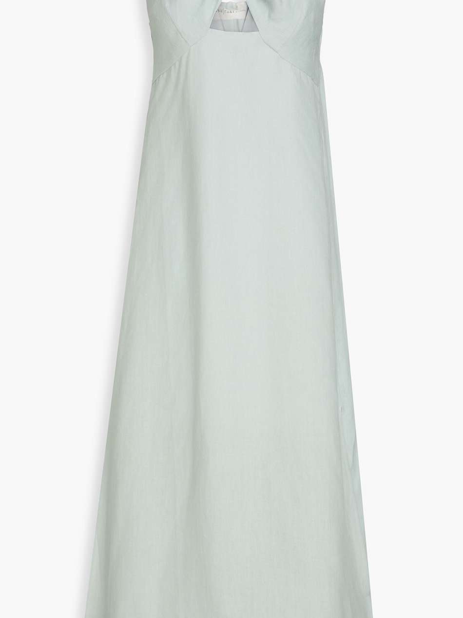 lara cutout twisted linen midi dress