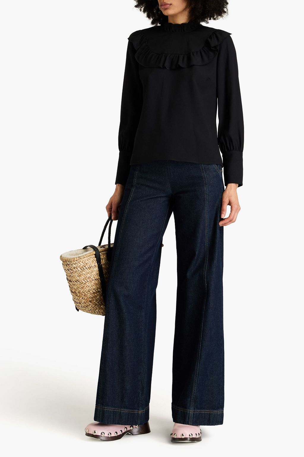 REDVALENTINO Ruffled crepe blouse