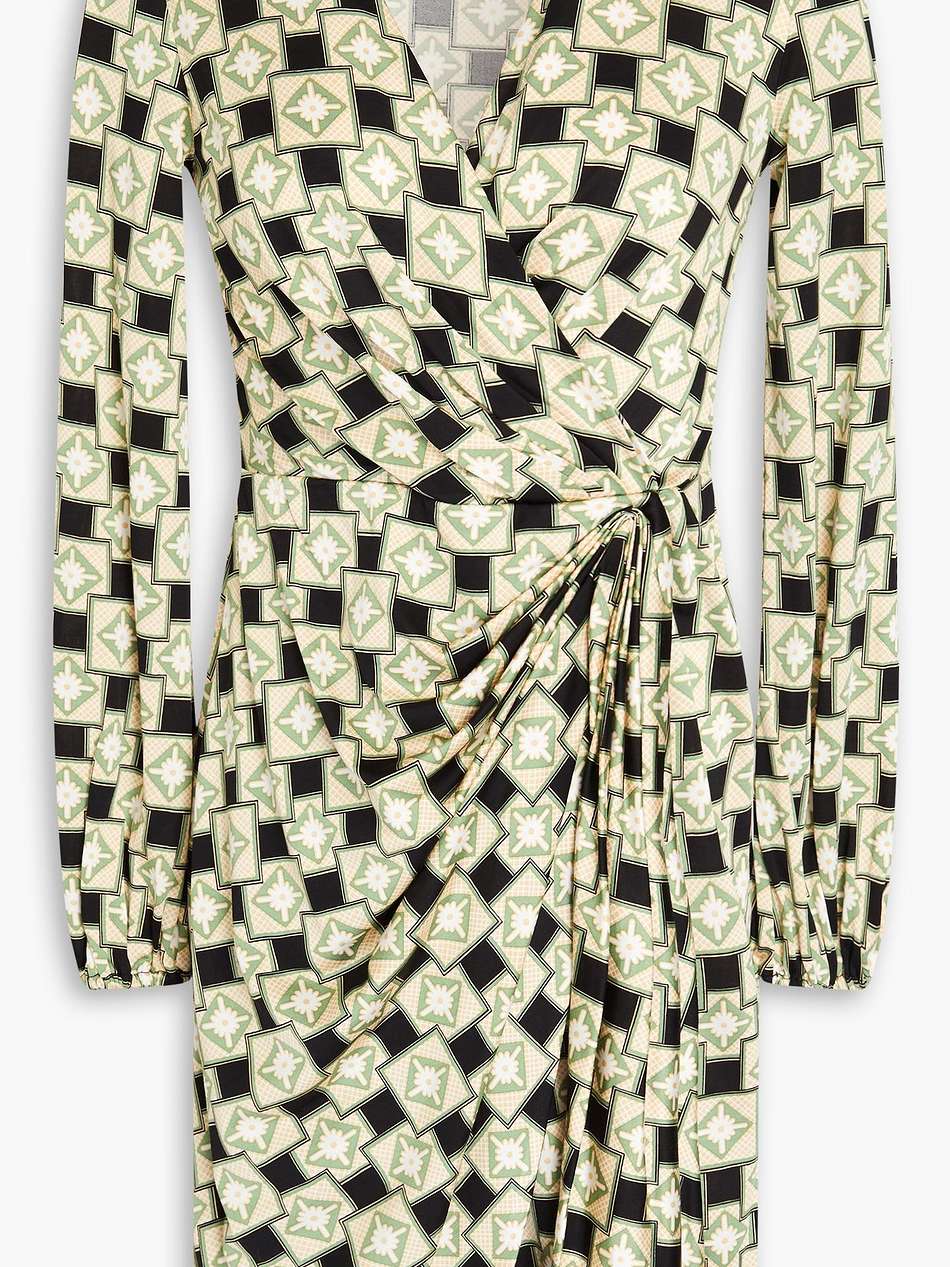 toronto wrap-effect printed jersey mini dress