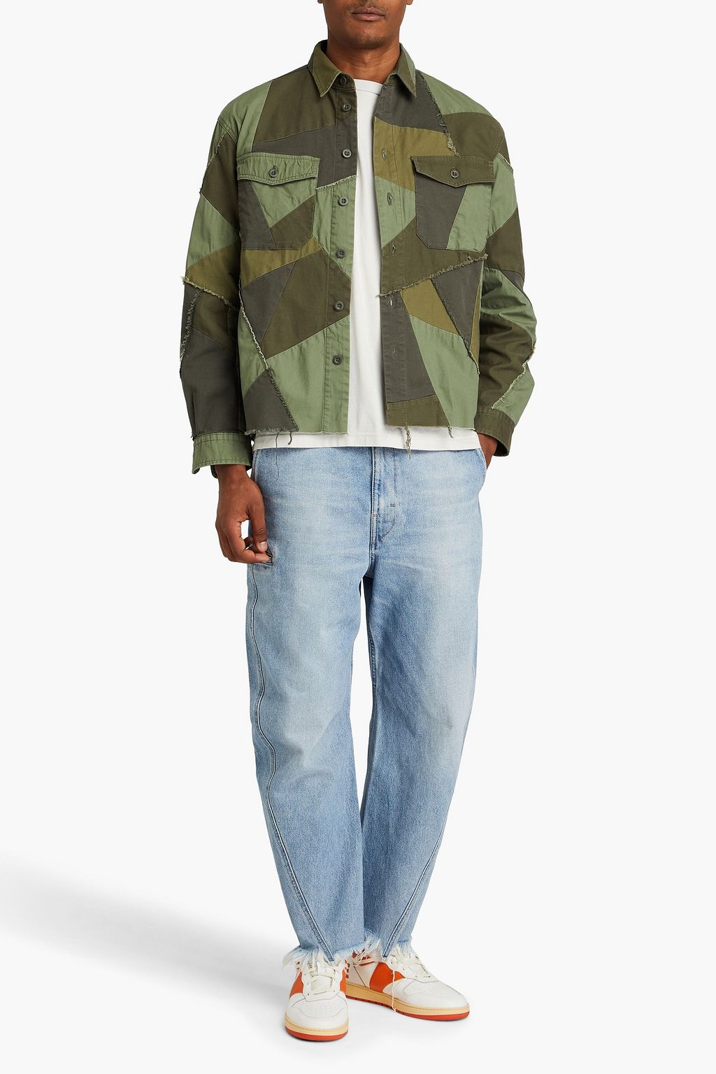 JOHN ELLIOTT Patchwork cotton-blend shirt