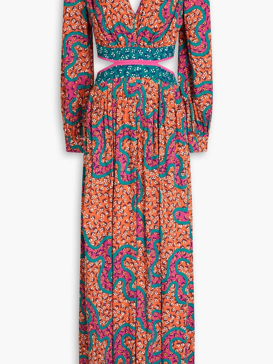 jenifer cutout printed mousseline maxi dress