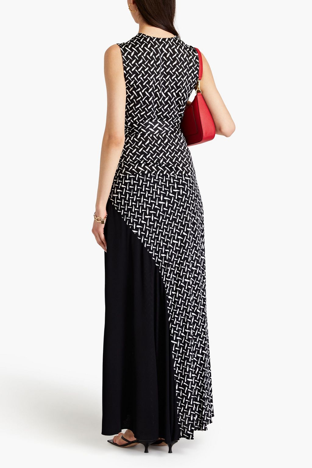 DIANE VON FURSTENBERG تنورة رونان طويلة من الكريب بطبعات وبكسرات