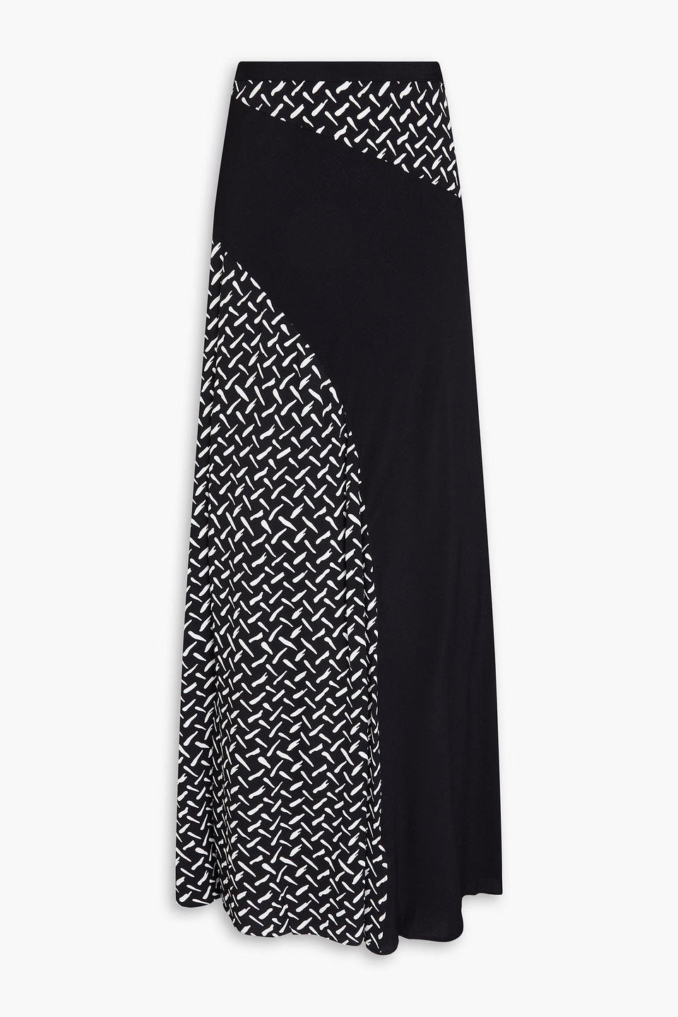 Diane Von Furstenberg Ronan Paneled Printed Crepe Maxi Skirt In Black