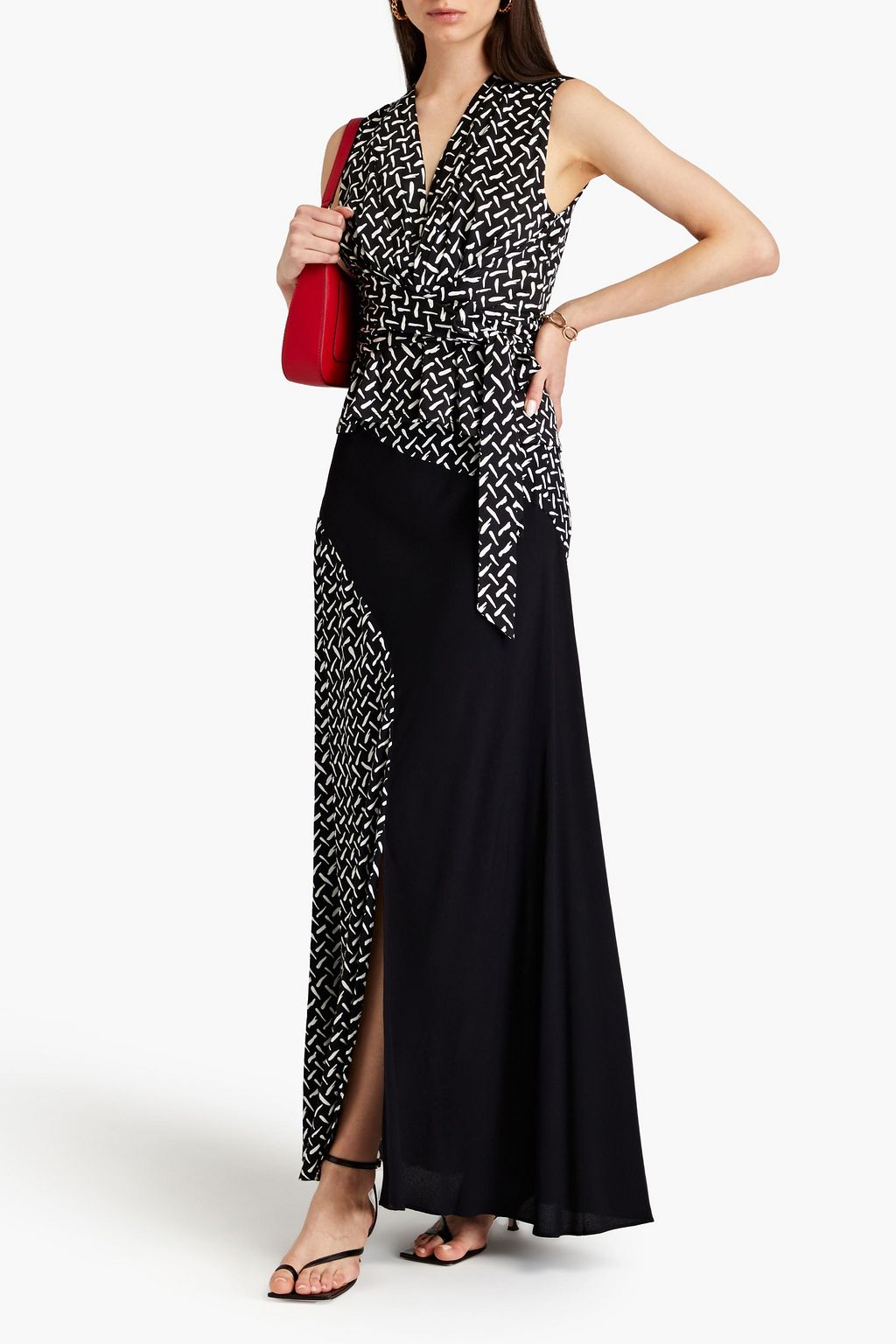 DIANE VON FURSTENBERG تنورة رونان طويلة من الكريب بطبعات وبكسرات