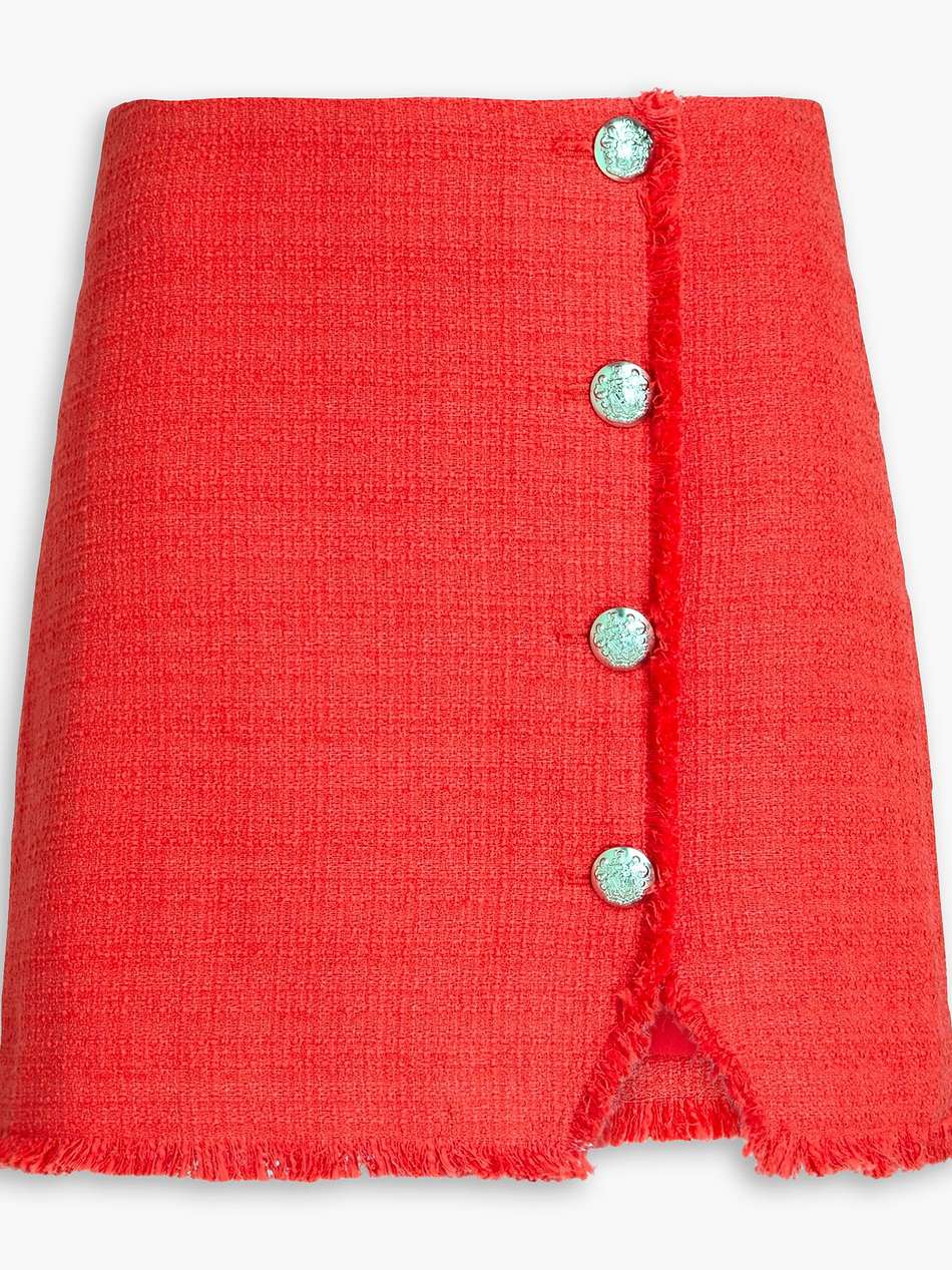 shona button-embellished cotton-blend tweed mini skirt