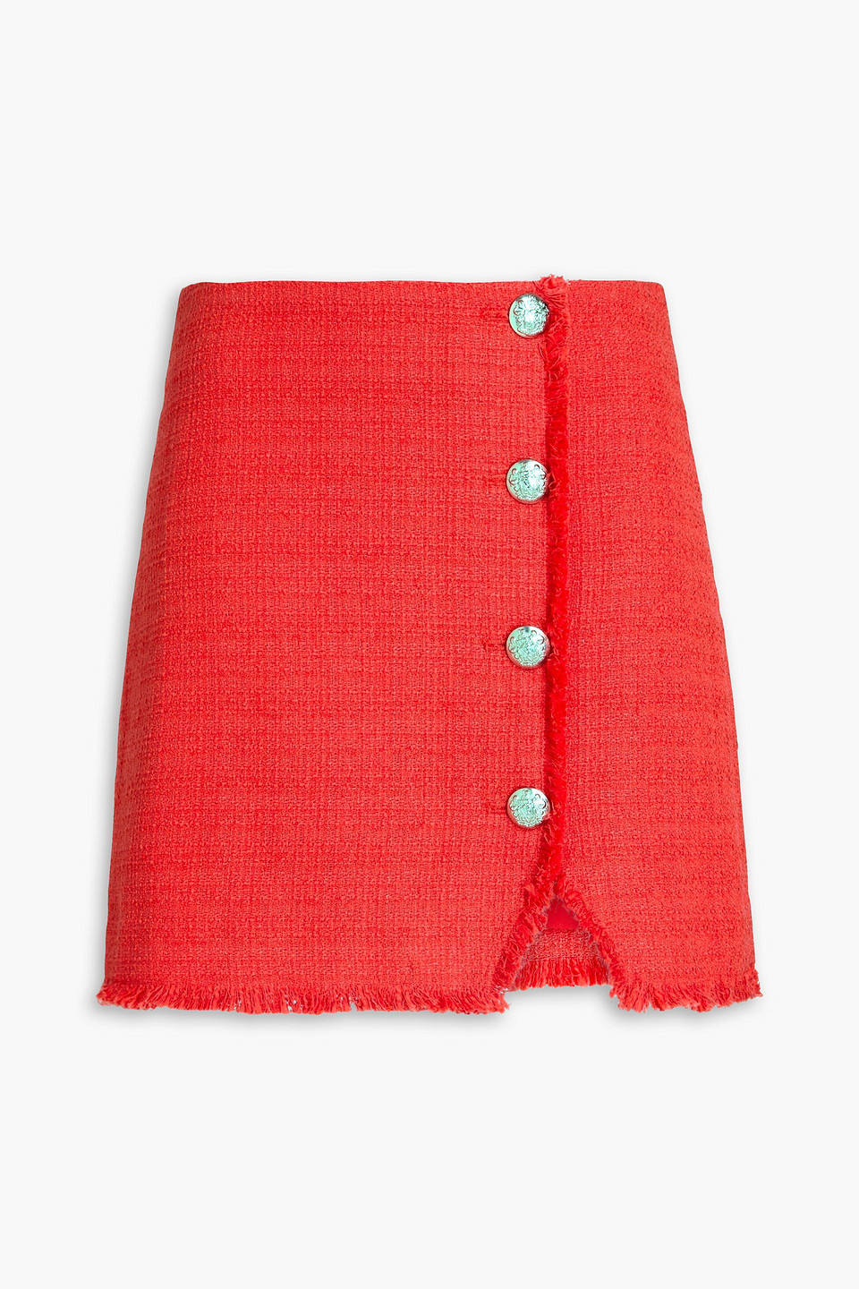 Veronica Beard Button-embellished Cotton-blend Tweed Shirt In Papaya