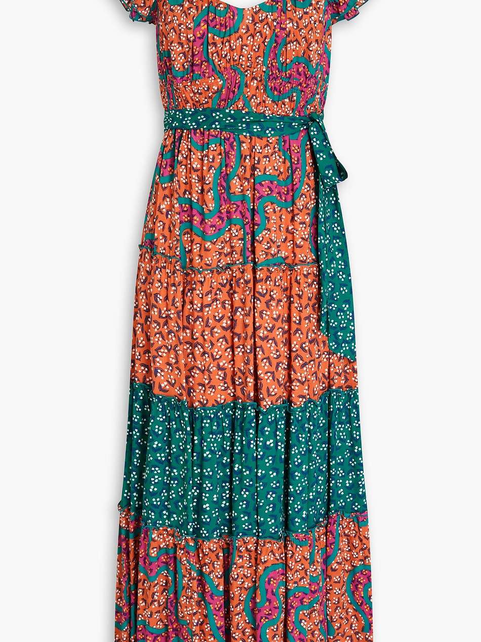 alejandro gathered printed mousseline maxi dress
