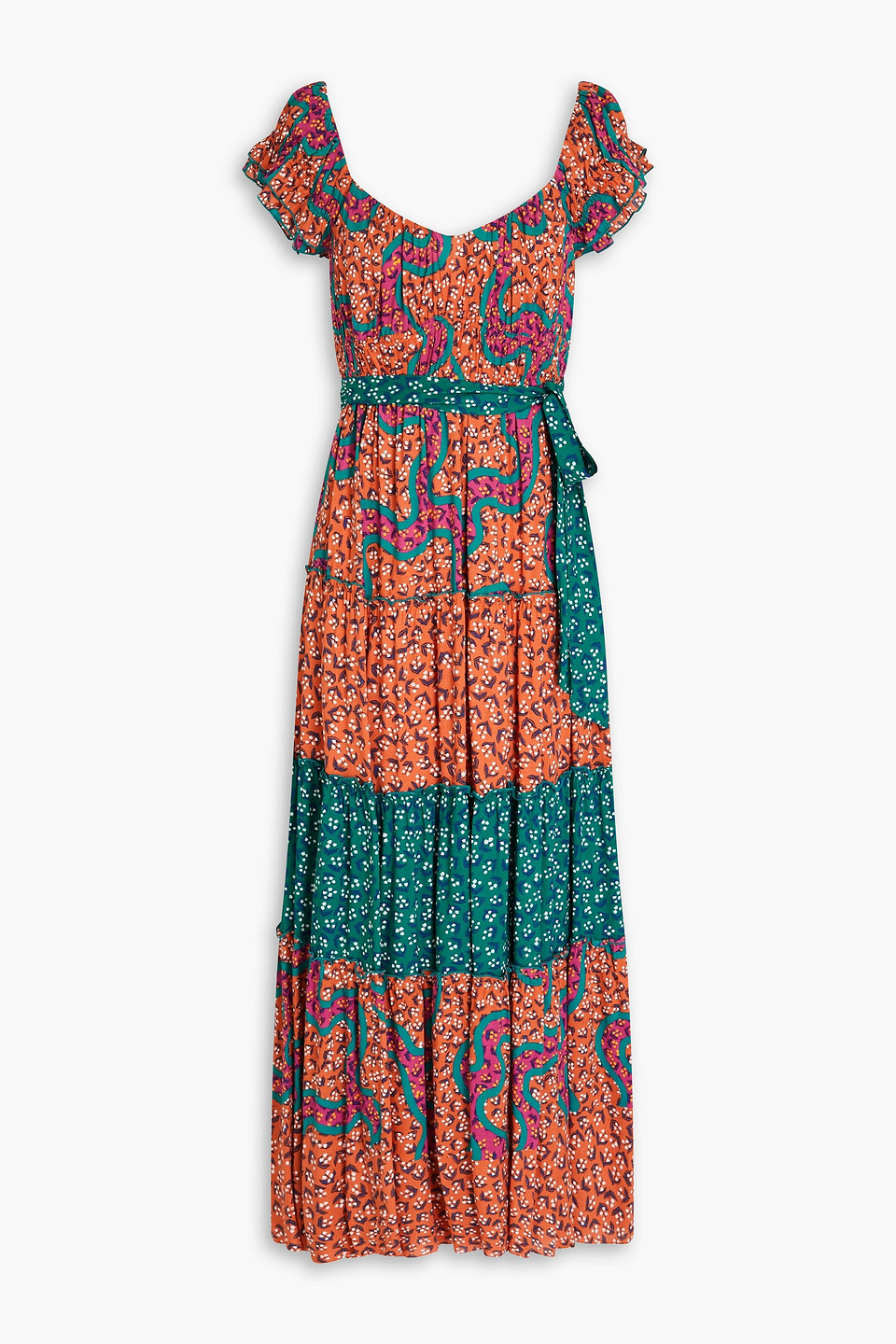 Diane Von Furstenberg Alejandro Graphic-print Maxi Dress In Tan