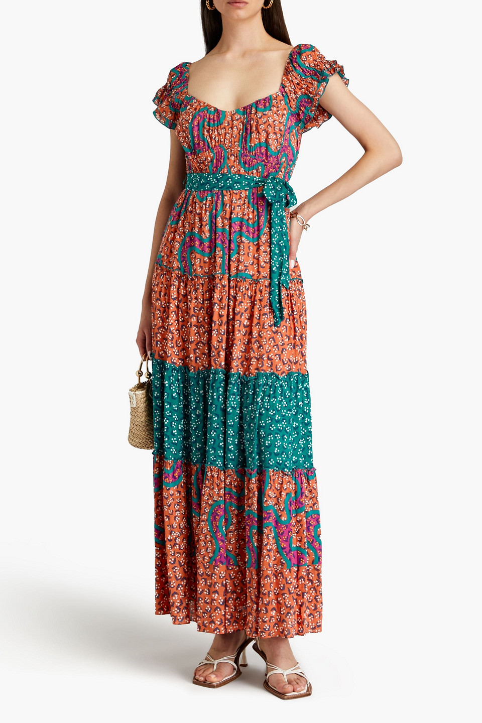 Diane Von Furstenberg Alejandro Graphic-print Maxi Dress In Tan